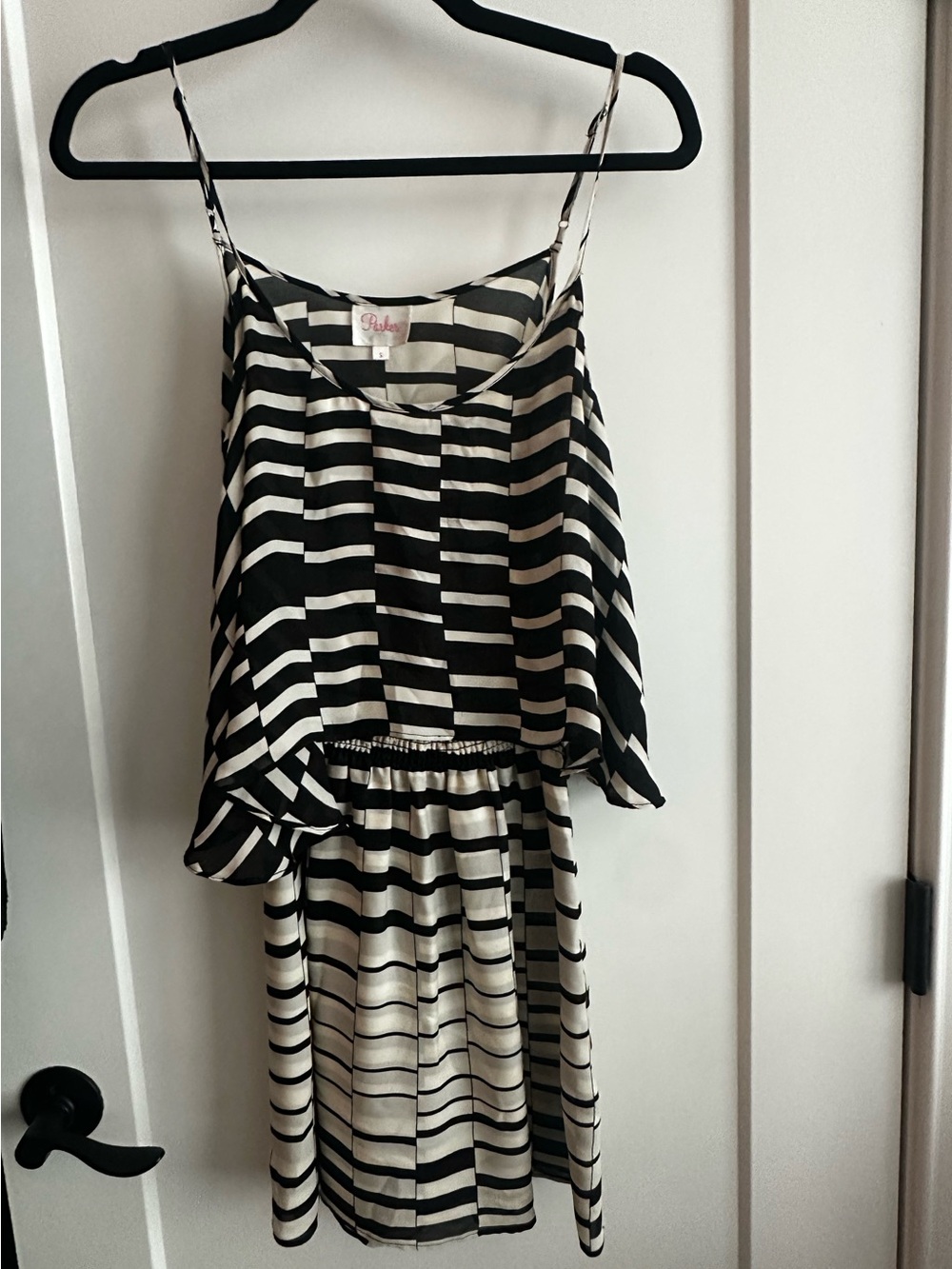 Silk, Black and White Geometric Dress by Parker size S - Picture 2 of 5